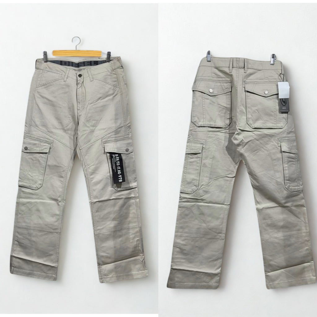 Diesel Light Grey Cargo Pants - Men’s Premium Utility Style